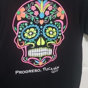 Black Progreso Mexico Skull T-Shirt